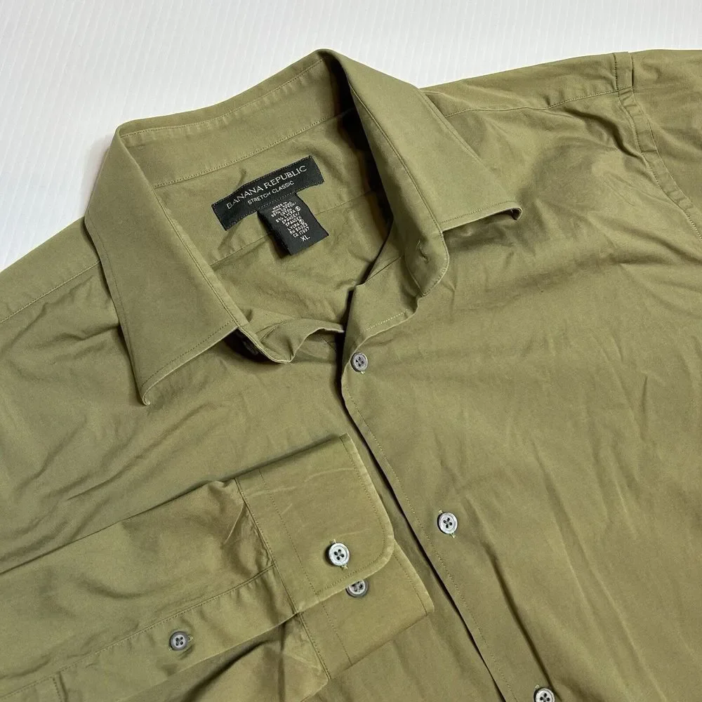 Banana Republic Stretch Classic Olive Green XL Long Sleeve Button Up Shirt‎